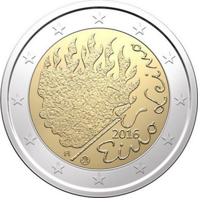 Монета 2 евро 2016 г. Финляндия. "90 лет со дня смерти писателя Эйно Лейно".